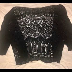 JM Collection Women’s cropped black open cardigan